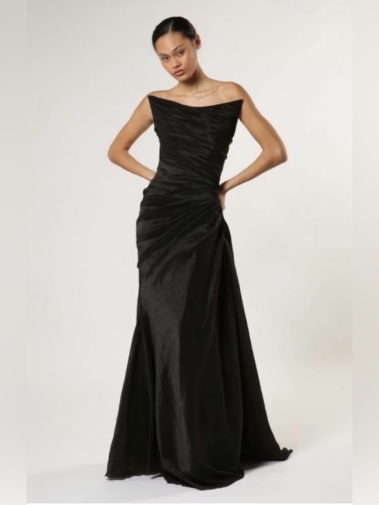 Amsale Dresses & Skirts - Amsale Black Strapless Evening Gown with Spaghetti Straps